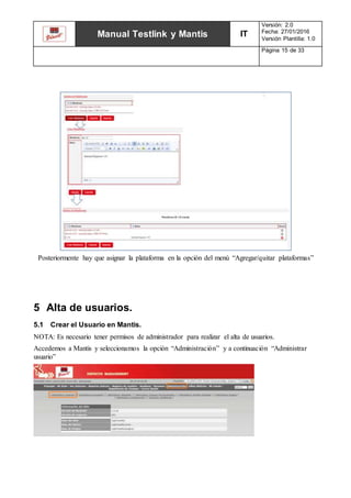 Manual completo Testlink y Mantis | DOCX