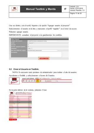 Manual completo Testlink y Mantis | DOCX