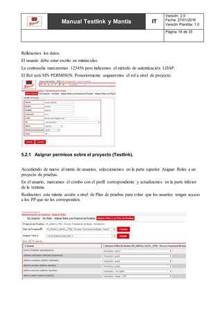 Manual completo Testlink y Mantis | DOCX