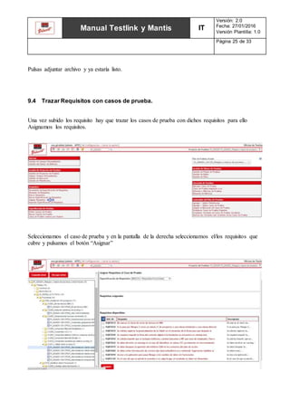 Manual completo Testlink y Mantis | DOCX