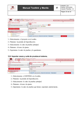 Manual completo Testlink y Mantis | DOCX