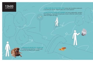 13h00
NA COMUNIDADE                                           > NÃO FUME EM LOCAIS PÚBLICOS muitos não fumadores adoecem
                                                        e morrem por causas relacionadas com o fumo passivo.

                                                        > DEPOSITE AS PONTAS DE CIGARRO nos locais adequados, sempre
                                                        bem apagados. Para além de poluição visual e olfactiva, estão muitas
                                                        vezes na origem de fogos.




                > RECOLHA OS DEJECTOS DO SEU CÃO
                num pequeno saco que deverá depositar
                no seu lixo doméstico ou na sanita.
 