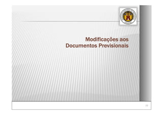 7777
Modificações aos
Documentos Previsionais
 