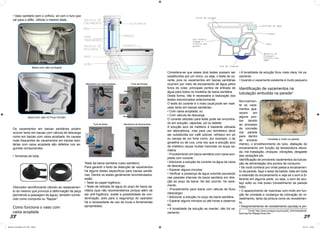38 39
• Vaso sanitário sem o orifício, só com o furo que
vai para o sifão. Utilizar o mesmo teste.
Os vazamentos em bacias sanitárias podem
ocorrer tanto em bacias com válvula de descarga
como em bacias com caixa acoplada. As causas
mais frequentes de vazamentos em bacias sani-
tárias com caixa acoplada são defeitos nos se-
guintes componentes:
• Torneiras de bóia;
Obturador semiflutuante (devido ao ressecamen-
to do mesmo que provoca a deformação da peça
permitindo a passagem de água), também conhe-
cido como comporta ou “flapper”.
Como funciona o vaso com
caixa acoplada
Bacia com Jato na Argola
Bacia com Jato no Poço (frontal)
Teste da bacia sanitária (vaso sanitário)
Para garantir o êxito de detecção de vazamentos
há alguns testes específicos para bacias sanitá-
rias. Dentre os testes geralmente recomendados,
estão:
• Teste do papel higiênico;
• Teste de retirada de água do poço de bacia sa-
nitária (que não recomendamos porque além de
ser anti-higiênico, existe a possibilidade de con-
taminação, pois para a segurança do operador
há a necessidade de uso de luvas e ferramentas
apropriadas).
Considera-se que esses dois testes possam ser
substituídos por um único, ou seja, o teste do co-
rante, pois os vazamentos em bacias sanitárias
ocorrem por meio de escoamento de água pelos
furos do colar, principais pontos de entrada de
água para todos os modelos de bacia sanitária.
Desta forma, não é necessária a realização dos
testes mencionados anteriormente.
O teste do corante é o mais usual,pode ser reali-
zado tanto em bacias sanitárias:
• Com caixa acoplada; ou
• Com válvula de descarga.
O corante utilizado para teste pode ser encontra-
do em solução, cápsulas, pó ou tablete.
A solução azul de metileno é bastante utilizada
em laboratórios, mas para uso doméstico deve
ser substituída por café solúvel, refresco em pó
ou xarope de cor forte como, por exemplo, o de
groselha ou de uva, uma vez que a solução azul
de metileno causa muitas manchas na louça sa-
nitária.
- Procedimento em bacia sanitária com caixa aco-
plada com corante :
• Adicionar a solução de corante na água da caixa
de descarga;
• Esperar alguns minutos;
• Verificar a presença de água colorida escoando
nas paredes internas da bacia sanitária em dire-
ção ao poço da bacia. Se isto ocorrer, há vaza-
mento.
- Procedimento para bacia com válvula de fluxo
(descarga):
• Adicionar a solução no poço da bacia sanitária
• Esperar alguns minutos ou até horas e observar
se:
• A tonalidade da solução se manter, não há va-
zamento.
• A tonalidade da solução ficou mais clara, há va-
zamento.
• Quando o vazamento existente é muito pequeno
Identificação de vazamentos na
tubulação embutida na parede2
Normalmen-
te os vaza-
mentos apa-
recem em
alguns pon-
tos devido
ao processo
de corrosão
(da parede
para dentro
do encana-
mento), o envelhecimento do tubo, dilatação do
encanamento em função da temperatura eleva-
da, má instalação, choques, vibrações, desgaste
das vedações etc.
Identificação de prováveis vazamentos da tubula-
ção de alimentação dos pontos de consumo:
• Se você conhece por onde passa a encanamen-
to da parede, faça o teste da batida, bata em toda
a extensão do encanamento e veja se o som é di-
ferente em alguma parte, ou seja, o som de azu-
lejo solto ou mal preso (revestimento da parede
fofa);
• O aparecimento de manchas com mofo em fun-
ção de umidade e mudança da coloração do re-
vestimento, tanto da pintura como do revestimen-
to;
• Desprendimento do revestimento (azulejo e pin-
2 Fonte: http://www.uniagua.org.br/public_html/website/de-
fault.asp?tp=3&pag=dicas.htm
Umidade e mofo na parede
Manual_Controlador_2017.indd 38-39 3/11/17 15:03
 