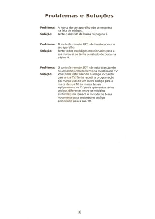 Manual controle remoto universal sky