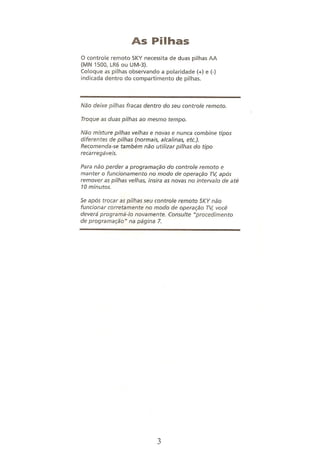 Manual controle remoto universal sky