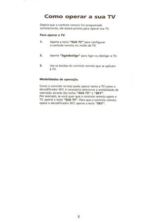 Manual controle remoto universal sky