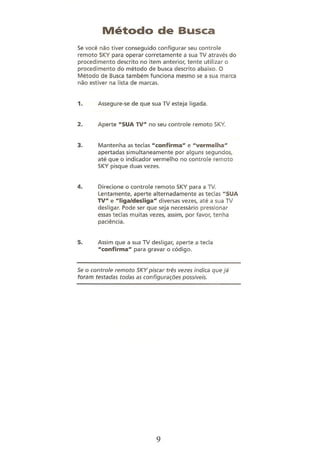 Manual controle remoto universal sky