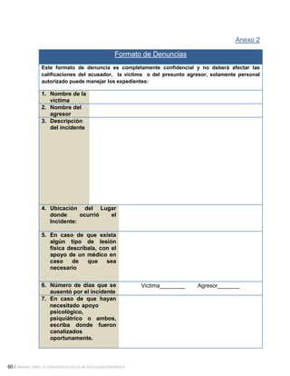 60 / MANUAL PARA LA CONVIVENCIA ESCOLAR EN EDUCACIÓN BÁSICA

 