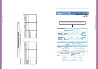APRENDER2017
3736
MANUALDELCOORDINADORDECABECERA
C
CONSIGNE AQUÍ LOS MISMOS DATOS QUE EN LA HOJA 1
Hoja 2 de 2
Entrega al Veedor
Firmo en carácter de declaración jurada, haber recibido y devuelto el siguiente material:
cuadernillos de evaluación y cuadernillos del estudiante.
Firma:...............................................................
Aclaración:...............................................................
DNI: ...............................................................
UNIDADES
1 2 3 4 5 6 7 8 90
¿CUÁNTOS ALUMNOS CON DISMINUCIÓN VISUAL HAY EN ESTA SECCIÓN? (Si no hay marque cero)
JURISDICCIÓN CUE ANEXO
SECCION TURNO
MATRÍCULA
(Alumnos inscriptos
en la sección)
DECENAS
UNIDADES
1 2 3 4 5 6 7 8 90 MATRÍCULA
CANTIDAD DE
ALUMNOS
Asistentes el día
de la evluación
DECENAS
UNIDADES
1 2 3 4 5 6 7 8 90 ASISTENTES
¿EN ESTA SECCIÓN HAY ALUMNOS NO VIDENTES?
NO
Nº DE ALUMNOS NO VIDENTES
Nº DE PARTICIPANTES CON
CUESTIONARIO BRAILLE
SI
1 2 3 4 5 6 7 8 9
DATOS DEL APLICADOR
Número de D.N.I.:
PAp Planilla del Aplicador
6º grado Escuela Primaria
CODIGO	
  DE	
  CABECERA
PRIMARIA	
  SECUNDARIAPRIMARIA	
  SECUNDARIA
Cantidad	
  de	
  
establecimientos	
  que	
  
retiraron	
  material
Cantidad	
  de	
  establecimientos	
  
que	
  retiraron	
  material
Cantidad	
  de	
  
establecimientos	
  que	
  
devolvieron	
  material
Cantidad	
  de	
  establecimientos	
  
que	
  devolvieron	
  material
Cantidad	
  de	
  alumnos	
  
presentes
Cantidad	
  de	
  alumnos	
  
presentes
	
  Matricula	
  total	
  Matricula	
  total
DATOS	
  PARCIALES	
  A	
  LAS	
  13:00	
  HS	
  DEL	
  DÍA	
  DEL	
  OPERATIVODATOS	
  PARCIALES	
  A	
  LAS	
  19:00	
  HS	
  DEL	
  DÍA	
  DEL	
  OPERATIVO
PLANILLAS	
  DE	
  INFORME	
  DE	
  COBERTURA	
  APRENDER	
  2017
NOMBRE	
  DEL	
  COORDINADOR	
  DE	
  CABECERA
B
 
