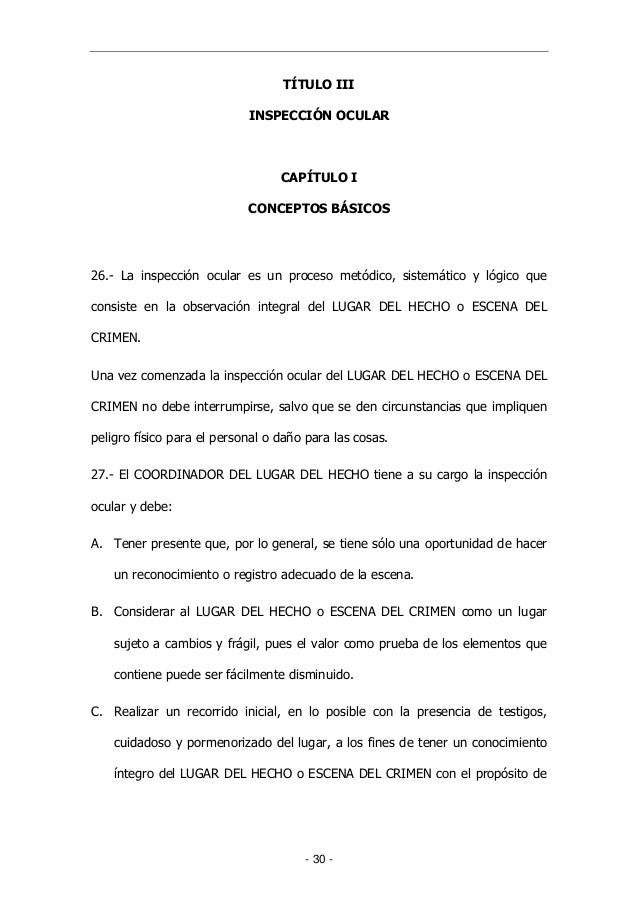 Manual de procedimientos para la preservacion de la escena 