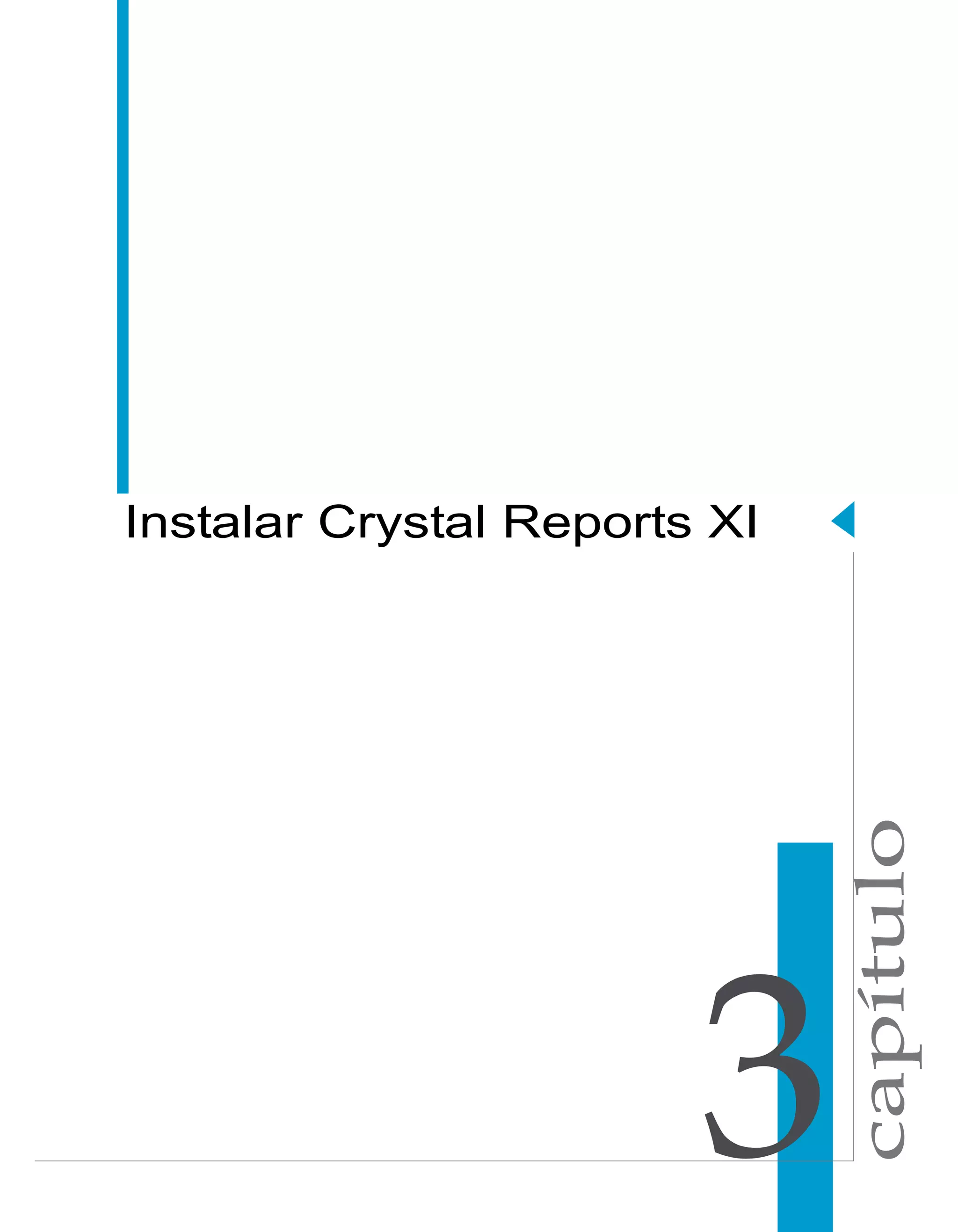 capítulo 
Manual del usuario de Crystal Reports 
Instalar Crystal Reports XI 
 