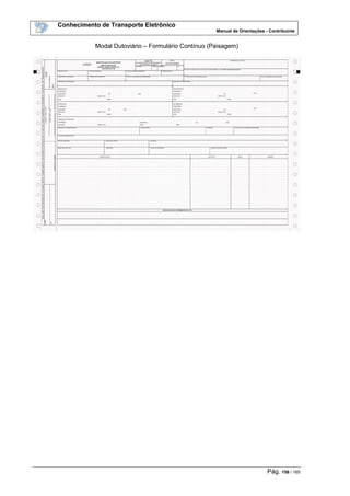 Conhecimento de Transporte Eletrônico
Manual de Orientações - Contribuinte
Pág. 156 / 165
Modal Dutoviário – Formulário Contínuo (Paisagem)
 