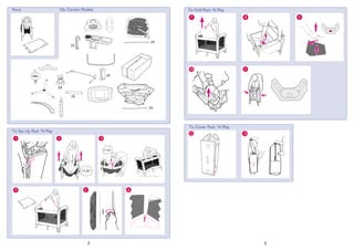 Parts On Certain Models
32
To Set Up Pack ‘N Play
3
2X
3X
2X
3X
1 2
5 64
87
11
To Fold Pack ‘N Play
10
9
To Cover Pack `N Play
12 13
 