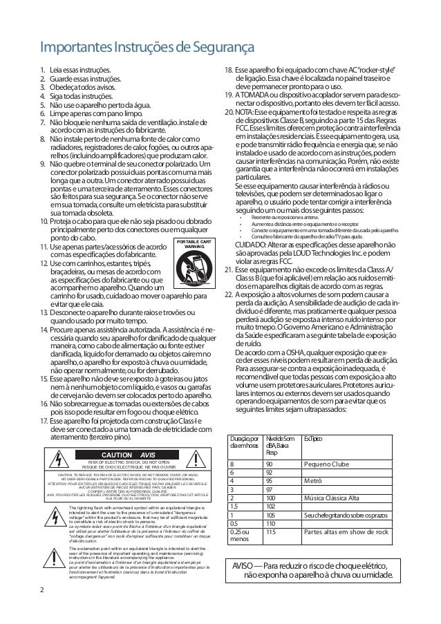 Manual da caixa acústica mackie th 15 a (português)