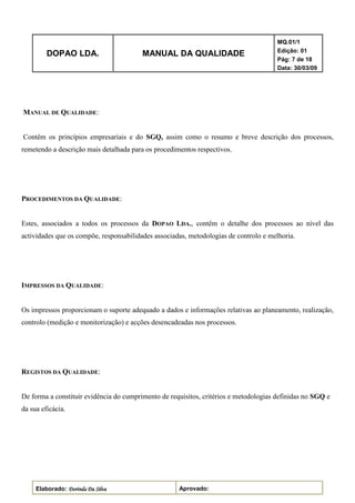 Manual Da Qualidade