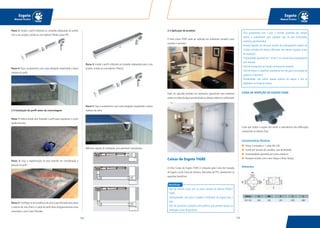 125124
Esgoto
Manual Técnico
Esgoto
Manual Técnico
Passo 3: Instale o perfil utilizando as conexões adequadas de acordo
com o seu projeto, unindo-as com Adesivo Plástico para PVC.
Passo 4: Faça o acabamento com o piso desejado respeitando a altura
máxima do perfil.
2.4 Instalação do perfil antes da concretagem:
Passo 1: Defina aonde será instalado o perfil para regularizar o corte/
quebra do piso.
Passo 2: Faça a regularização do piso levando em consideração a
posição do perfil.
Passo 3: Certifique-se da existência de uma Caixa Sifonada para evitar
o retorno do mau cheiro.A saída do perfil deve obrigatoriamente estar
conectada a uma Caixa Sifonada.
Passo 4: Instale o perfil utilizando as conexões adequadas para o seu
projeto, unindo-as com Adesivo Plástico.
Passo 5: Faça o acabamento com o piso desejado respeitando a altura
máxima da calha.
Melhores opções de instalação, pois permitem manutenção.
2.5 Aplicação do produto:
O Ralo Linear TIGRE pode ser aplicado em ambientes variados como
sacadas e varandas:
Pode ser aplicado também em banheiros, garantindo uma excelente
vazão na coleta da água servida aliado ao design moderno e sofisticado.
Fácil acabamento com o piso: o formato quadrado das tampas
facilita o acabamento para qualquer tipo de piso (cimentado,
cerâmico, pavimentado);
Permite ligações em desnível: através de prolongadores podem ser
criadas entradas em alturas diferentes das demais ligações (caixa
de inspeção);
Profundidade ajustável:de 1 cm em 1 cm,através dos prolongadores
sem entrada;
Fácil de transportar em função da leveza do material;
Fácil de limpar: a superfície totalmente lisa não gera incrustação de
gordura e impurezas;
Durabilidade: não sofrem ataque químico do esgoto e não se
degradam ao longo do tempo.
CAIXA DE INSPEÇÃO DE ESGOTO TIGRE
Caixa que recebe o esgoto dos ramais e subcoletores das edificações,
conduzindo ao destino final.
Características Técnicas
Possui 3 entradas e 1 saída DN 100;
Fundo em formato de canaleta, com declividade;
Estanqueidade garantida por juntas elásticas;
Possuem versões com e sem Tampa e Porta-Tampa.
Dimensões:
Caixas de Esgoto TIGRE
A linha Caixas de Esgoto TIGRE é composta pela Caixa de Inspeção
de Esgoto e pela Caixa de Gordura, fabricadas de PVC. Apresentam os
seguintes benefícios:
Benefícios
Fácil de montar: basta unir as peças através do Adesivo Plástico
TIGRE;
Estanqueidade: não vaza e impede a infiltração de esgoto para o
solo;
Fácil de posicionar: exclusivo anel giratório que permite ajustes na
instalação (caixa de gordura);
Bitola H DN D C A
DN 100 249 100 200 458 288
 