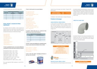 137136
Esgoto
Manual Técnico
Esgoto
Manual Técnico
O consumo de materiais pode-se obter através da tabela abaixo.
Como calcular o consumo de Pasta
Lubrificante
Nas instalações onde forem utilizados os anéis de borracha para
vedação do sistema, deve-se utilizar apenas a Pasta Lubrificante. Como
exemplo de cálculo, vamos supor a seguinte relação de produtos da
linha Esgoto Série Normal para uma determinada instalação:
6 Tubos Esgoto DN 50
5 Tubos Esgoto DN 75
5 Tubos Esgoto DN 100
5 Curvas 90º Longa DN 100
4 Joelhos 90º DN 75
4 Joelhos 90º DN 50
1 Junção Simples DN 100 X 50
2 Tês DN 100 X 100
1 Válvula de Retenção DN 100
1) Calcule a quantidade de juntas a serem unidas multiplicando
a quantidade de conexões pelo número de juntas de cada peça:
Tubo Esgoto DN 50: 6 tubos x 1 junta = 6 juntas
Tubo Esgoto DN 75: 5 tubos x 1 junta = 5 juntas
Tubo Esgoto DN 100: 5 tubos x 1 junta = 5 juntas
Joelho 90º DN 50: 4 joelhos x 1 junta = 4 juntas
Joelho 90º DN 75: 4 joelhos x 1 junta = 4 juntas
Curva 90º longa DN 100: 5 curvas x 1 junta = 5 juntas
Tê DN 100x100: 2 tês x 2 juntas = 4 juntas
Válvula de Retenção DN 100: 1 válvula x 2 juntas = 2 juntas
Para a Junção Simples DN 100x50: consideramos 1 junta DN 100 e 1
junta DN 50.
2) Some o total de juntas de um mesmo diâmetro:
Tubo Esgoto DN 50: 6 juntas
Joelho 90º DN 50: 4 juntas
1 Junta DN 50 da Junção Simples: 1 junta
TOTAL: 11 juntas DN 50
Tubo Esgoto DN 75: 5 juntas
Joelho 90º DN 75: 4 juntas
TOTAL: 9 juntas DN 75
Tubo Esgoto DN 100: 5 juntas
Curva 90º longa DN 100: 5 juntas
Tê DN 100x100: 4 juntas
Válvula de Retenção DN 100: 2 juntas
1 Junta DN 100 da Junção Simples: 1 junta
TOTAL: 17 juntas DN 100
3) Consulte a tabela abaixo para ver o consumo de Pasta
Lubrificante para cada um destes diâmetros:
4) Calcule o consumo total multiplicando a quantidade de juntas
do passo 2 pelo consumo de cada diâmetro visto na tabela:
DN 50: 11 juntas x 10 = 110 gramas
DN 75: 9 juntas x 15 = 135 gramas
DN 100: 17 juntas x 23 = 391 gramas
TOTAL: 636 gramas
5) Com o valor total, calcule a quantidade de bisnagas ou
potes que serão necessários:
Esgoto Série Normal e Série Reforçada
Bitolas (DN) Adesivo
(grama/junta)
Sol. Preparadora
(cm3
/junta)
40 4,2 7,5
50 6,2 11
75 14,2 26
100 20,8 40
150 26 50
Supondo que para este exemplo iremos adquirir a bisnaga de 400
gramas, teremos:
Arredondando o cálculo, devemos adquirir 2 bisnagas de 400 gramas.
Produtos de destaque
JUNÇÃO INVERTIDA E JUNÇÃO SIMPLES
A Junção Invertida tem por finalidade formar o cavalete de ventilação.
Serve também para interligar a coluna de ventilação ao tubo de
queda. Já a Junção Simples pode ser usada tanto na vertical como na
horizontal, para coletar dois fluxos de esgoto de canalizações que se
interligam a 45°C.
Aplicação das juntas soldável e elástica
Asjuntassoldáveissãomaisutilizadasempequenostrechoshorizontais,
por exemplo em pequenos trechos de banheiros e cozinhas. Já as juntas
elásticas não têm restrições. São muito utilizadas para tubos de queda,
tubulações enterradas e subcoletores em grandes trechos horizontais
aparentes nos tetos das garagens. Normalmente são indicadas para
tubulações enterradas, pois se adaptam melhor às movimentações
naturais do solo.
Consumo calculado
Volume da embalagem
636
400
= = 1,6 bisnagas
Diâmetros disponíveis:
Junção Invertida:
DN 75 x 50, DN 75 x 75;
Junção Simples:
DN 40 x 40, 50 x 50, 75 x 50
DN 75 x 75, 100 x 50, 100 x 75
DN 100 x 100, 150 x 100, 150 x 150.
Esgoto Série Normal e Série Reforçada
Diâmetro (DN) Pasta Lubrificante (g/junta)
40* -
50 10
75 15
100 23
150 35
*possui bolsa lisa
Dicas
do Hufen
CURVA PÉ DE COLUNA TIGRE
Esta conexão é fabricada com maior espessura de parede que as curvas
tradicionais para resistir aos eventuais golpes dos sólidos que são
escoados pelo tubo de queda. O ângulo de 87°30’ deixa a tubulação
horizontal com a declividade adequada.
Diâmetros disponíveis:
DN 75, DN 100 e DN 150.
 
