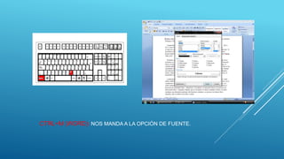 CTRL+M (WORD): NOS MANDA A LA OPCIÓN DE FUENTE.
 
