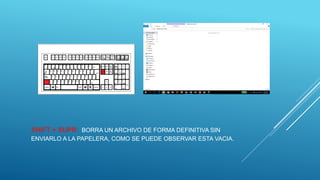 SHIFT + SUPR: BORRA UN ARCHIVO DE FORMA DEFINITIVA SIN
ENVIARLO A LA PAPELERA, COMO SE PUEDE OBSERVAR ESTA VACIA.
 