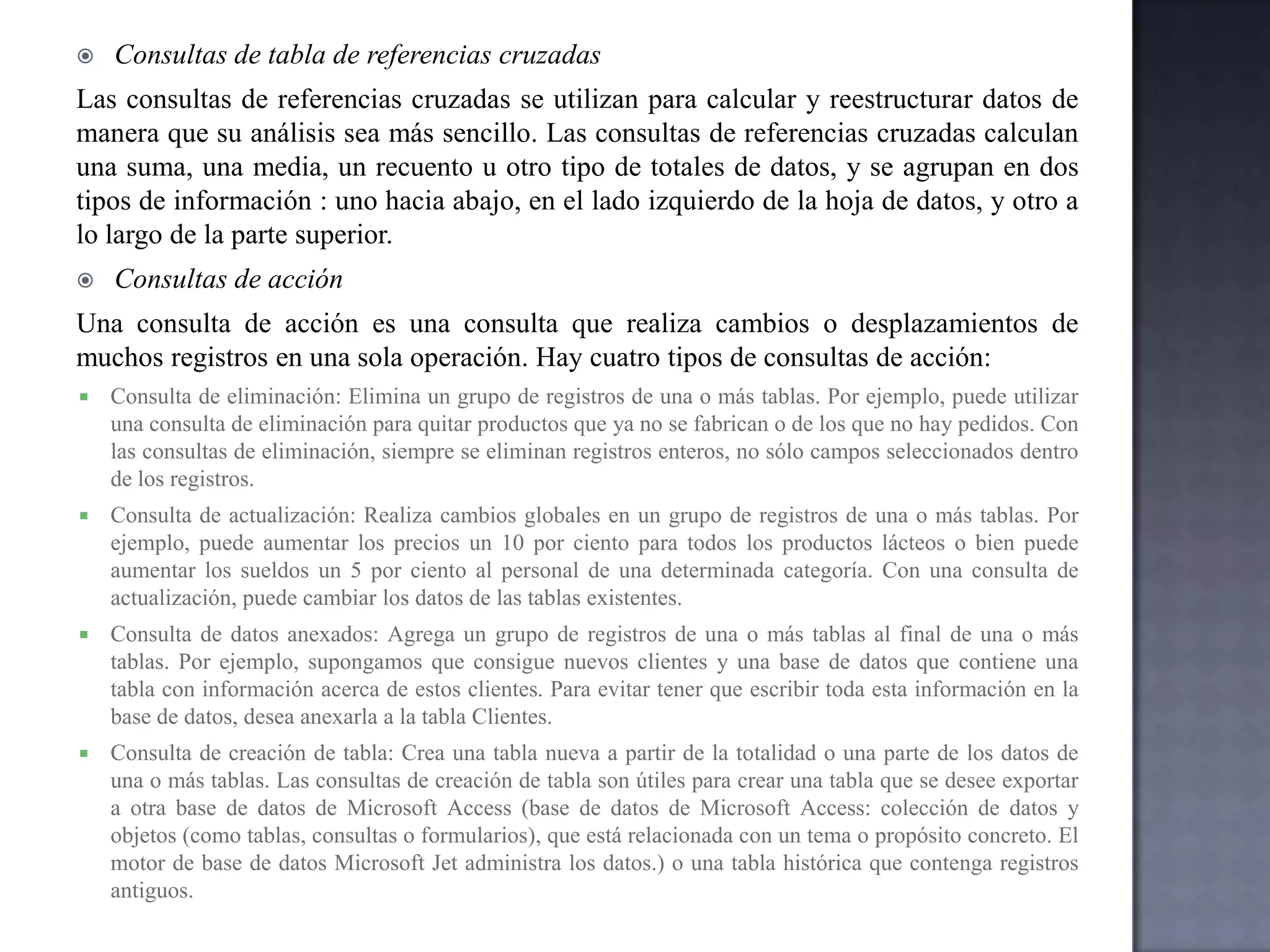 Mostrar los datos en un informe 