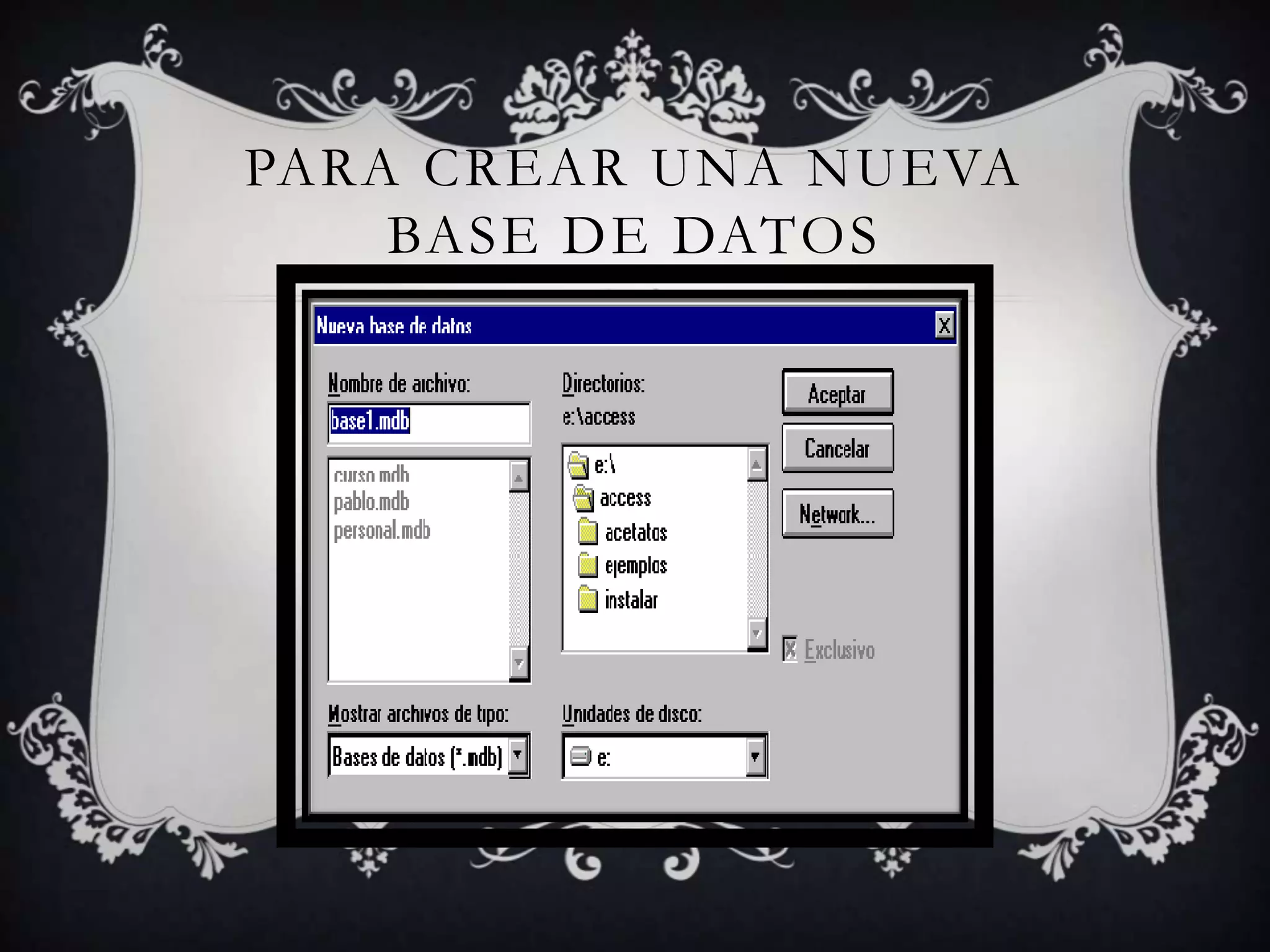 PARA CREAR UNA NUEVA
BASE DE DATOS
 