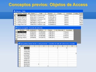 Conceptos previos: Objetos de Access
 