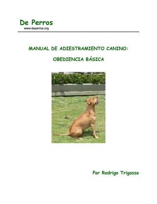 MANUAL DE ADIESTRAMIENTO CANINO:

       OBEDIENCIA BÁSICA




                    Por Rodrigo Trigosso
 