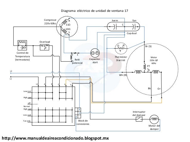 Manual de aire acondicionado DIAGRAMA eléctrico de Aire Acondicionado de Ventana 220v