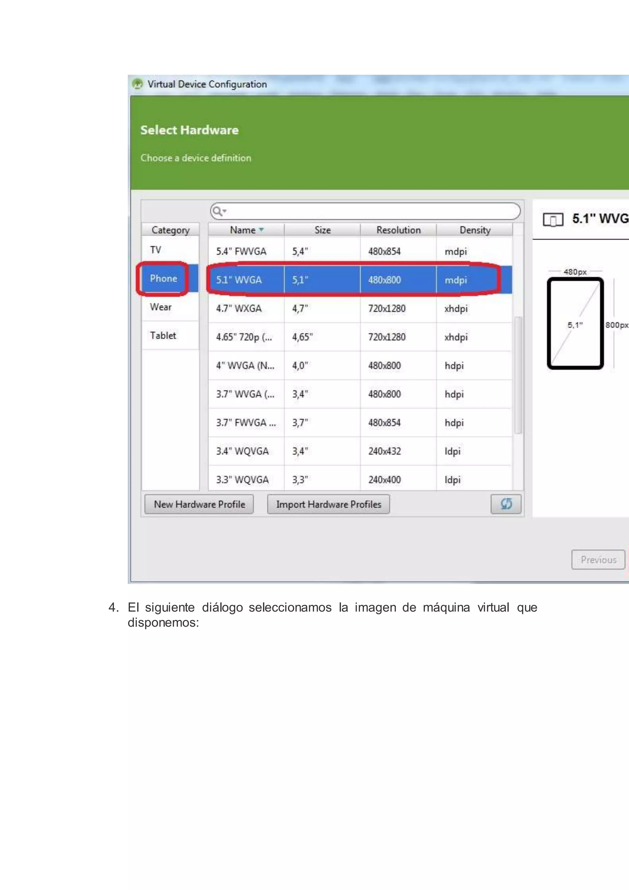 4. El siguiente diálogo seleccionamos la imagen de máquina virtual que
disponemos:
 