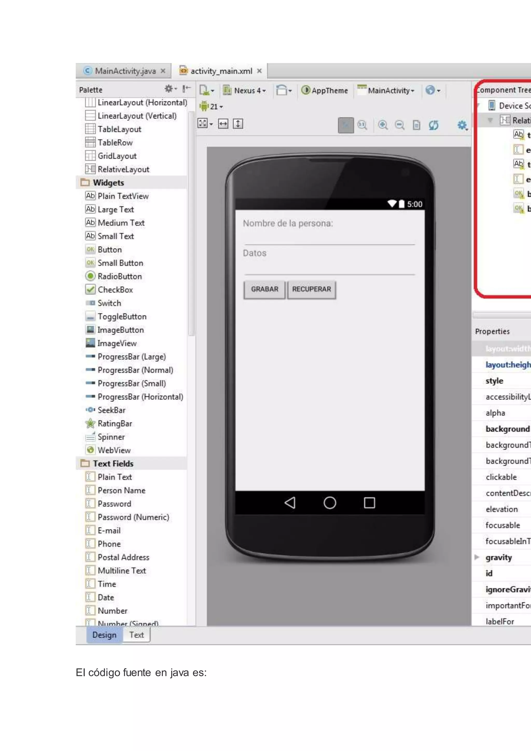 El código fuente en java es:
 