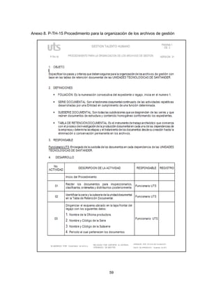 59
Anexo 8. P-TH-15 Procedimiento para la organización de los archivos de gestión
 