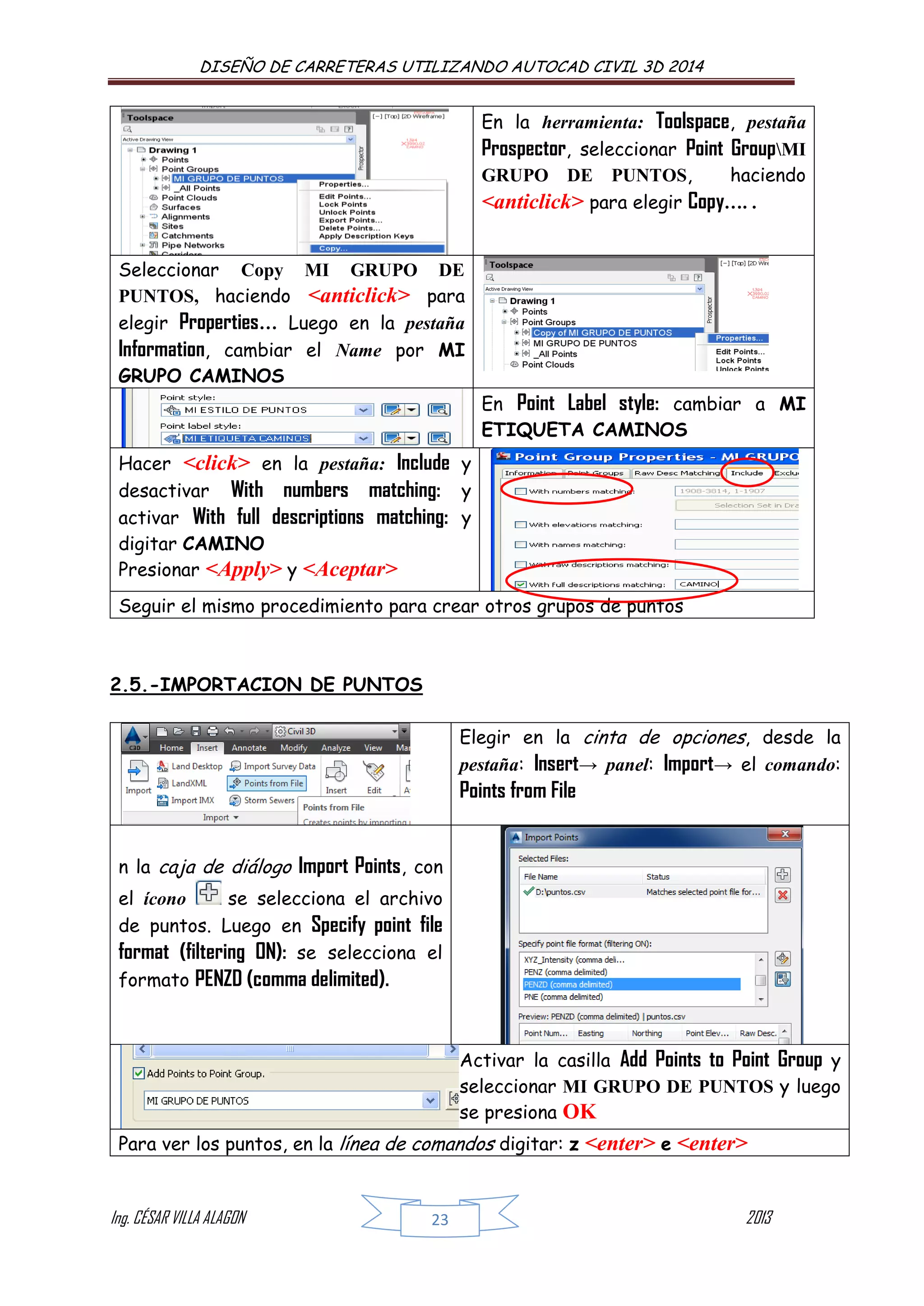 Manual de autocad + civil+3 d 2014 para carreteras | PDF