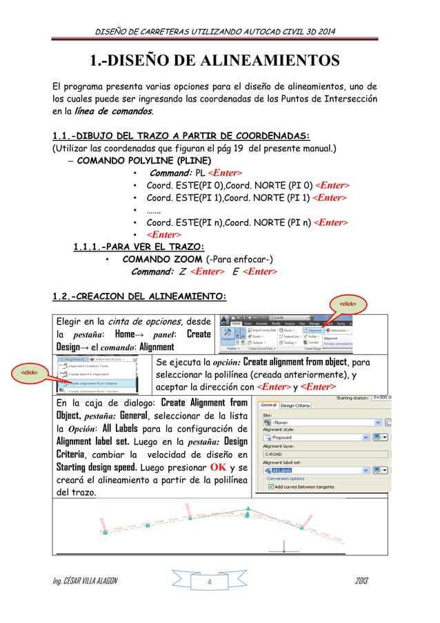 Manual de autocad + civil+3 d 2014 para carreteras | PDF