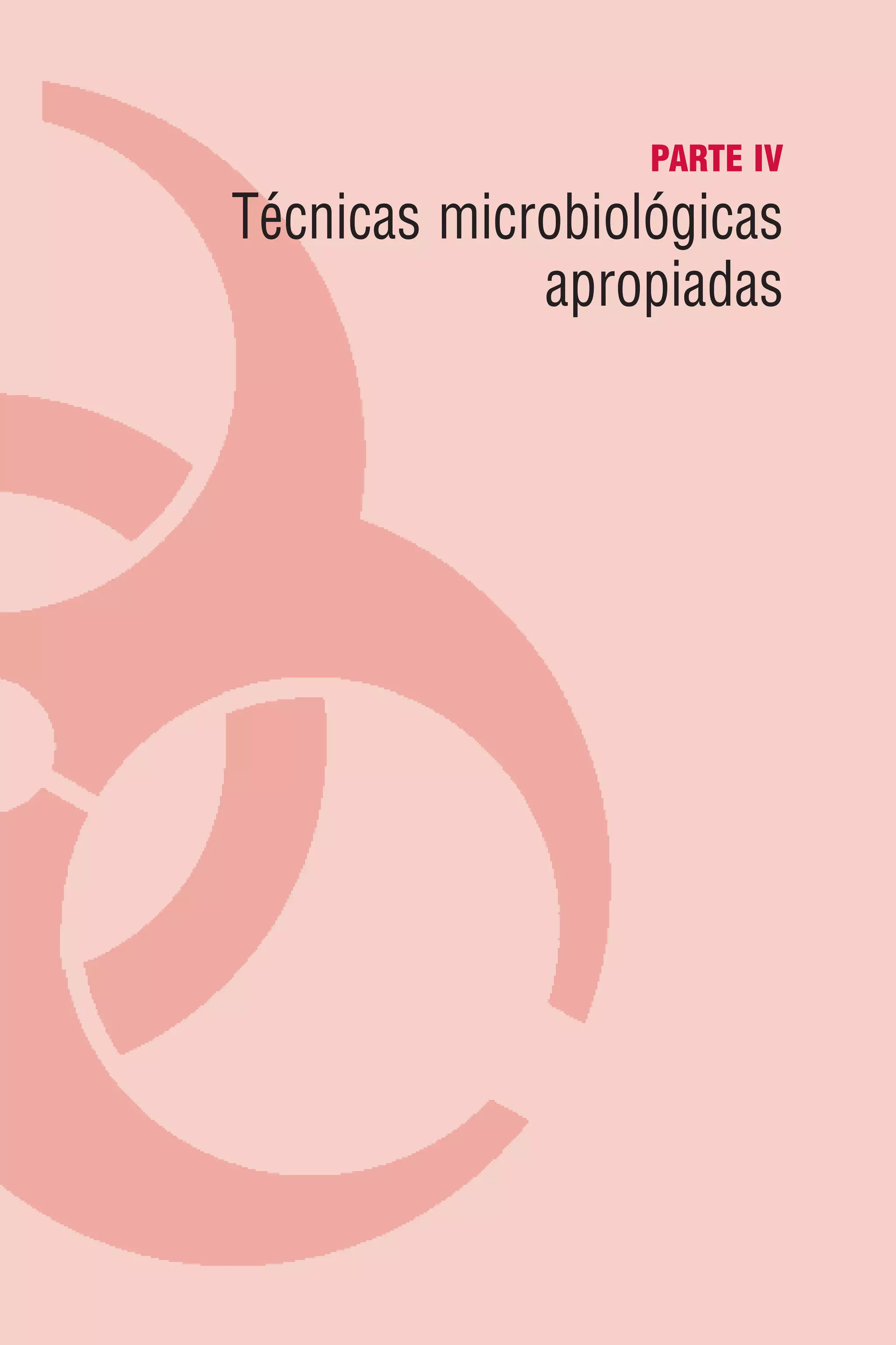 PARTE IV
Técnicas microbiológicas
apropiadas
 