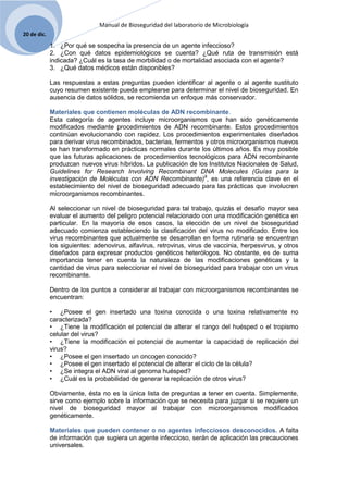 Manual de bioseguridad en el laboratorio de microbiologia | DOCX