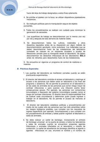 Manual de bioseguridad en el laboratorio de microbiologia | DOCX