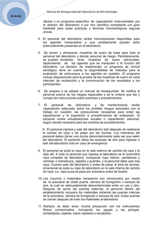 Manual de bioseguridad en el laboratorio de microbiologia | DOCX