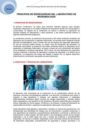 Manual de bioseguridad en el laboratorio de microbiologia | DOCX