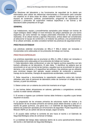 Manual de bioseguridad en el laboratorio de microbiologia | DOCX
