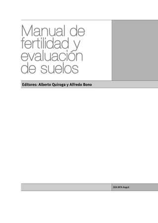 Manual de
fertilidad y
evaluación
de suelos
Editores: Alberto Quiroga y Alfredo Bono




                                           EEA INTA Anguil
 