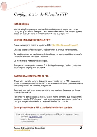 Manual de cofiguracion cliente ftp filezilla | PDF