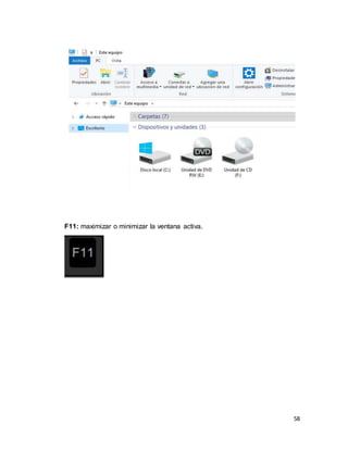 58
F11: maximizar o minimizar la ventana activa.
 