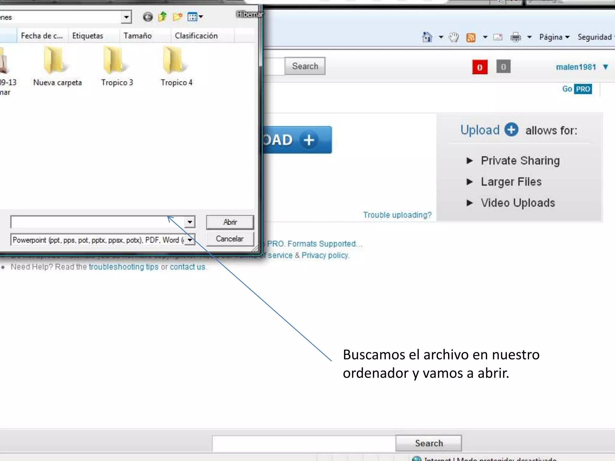 Buscamos el archivo en nuestro
ordenador y vamos a abrir.