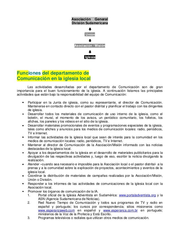 Organigrama De La Iglesia Adventista Del Septimo Dia
