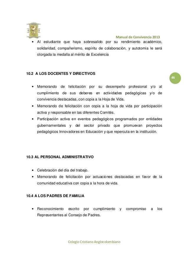 Manual de convivencia anglocolombiano 2013