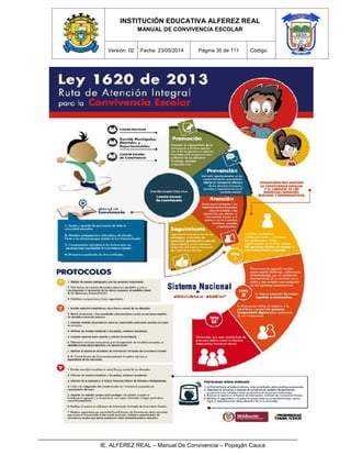 INSTITUCIÓN EDUCATIVA ALFEREZ REAL
MANUAL DE CONVIVENCIA ESCOLAR
Versión: 02 Fecha: 23/05/2014 Página 35 de 111 Código:
IE. ALFEREZ REAL – Manual De Convivencia – Popayán Cauca
 