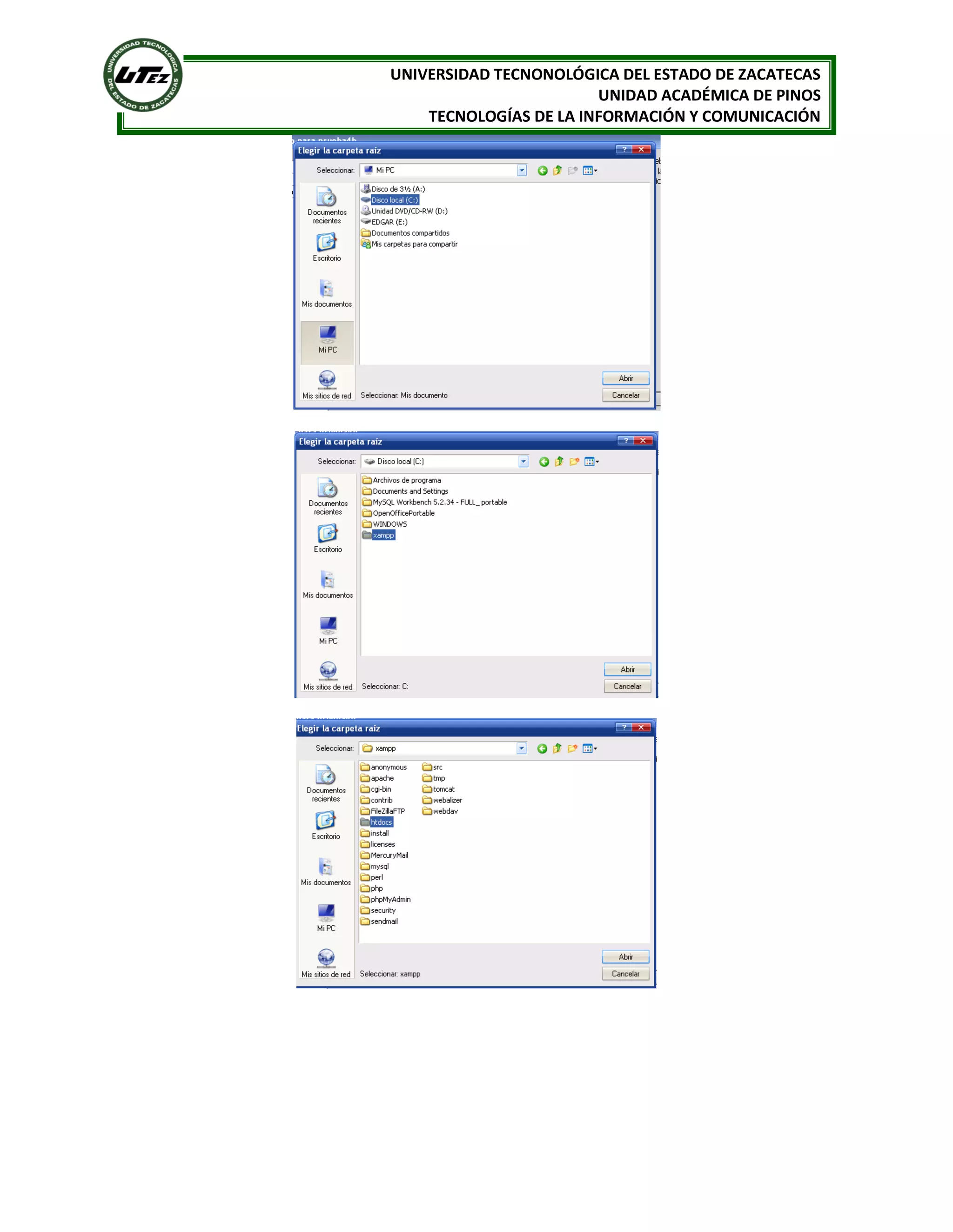 UNIVERSIDAD TECNONOLÓGICA DEL ESTADO DE ZACATECAS
UNIDAD ACADÉMICA DE PINOS
TECNOLOGÍAS DE LA INFORMACIÓN Y COMUNICACIÓN

 