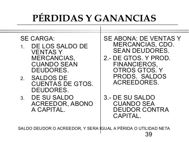 cuentas de ganancia y perdida