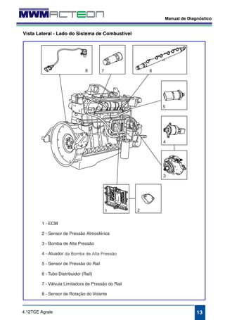 Manual de Diagnóstico 
13 
Vista Lateral - Lado do Sistema de Combustível 
4.12TCE Agrale 
 